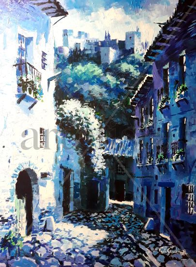 Calle Tipica de Granada. Acrilico sobre lienzo Acrylic Canvas Landscaping