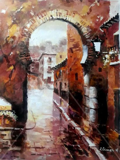 Arco elvira. Granada. Acrilico sobre lienzo Acrylic Canvas Landscaping