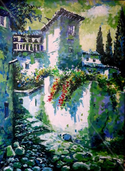 Balcon de los pintores. Granada. Acrilico sobre lienzo Acrylic Canvas Landscaping