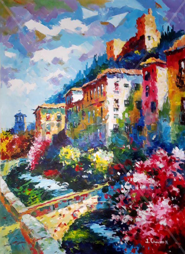 Carrera Darro, Granada. Acrilico sobre lienzo