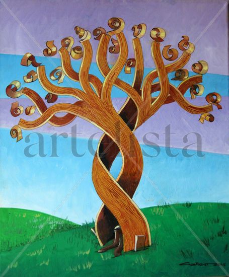 Arbol virutas de carpintero Acrylic Canvas Figure Painting