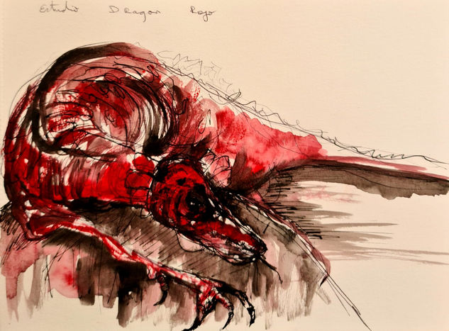 DRAGÓN ROJO.- 21x28cm. Ink