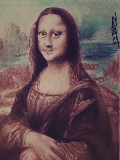 Replica de la Mona Lisa Técnica Mixta