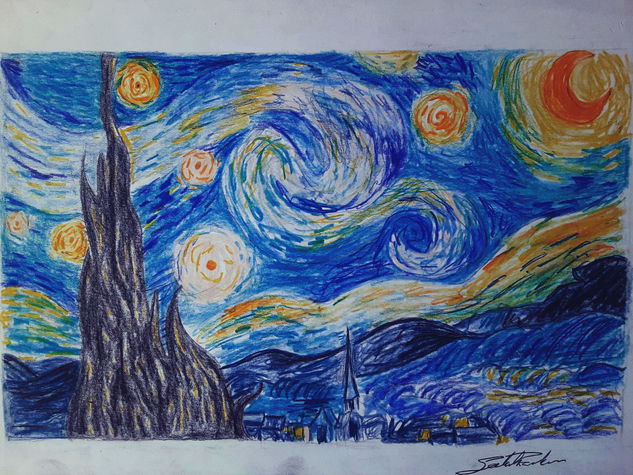 Replica de La Noche Estrellada Mixed Media