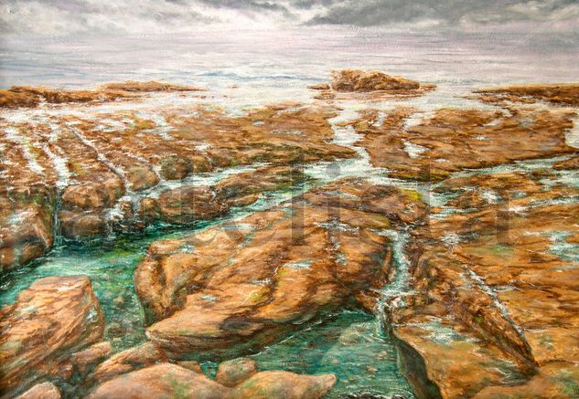 playa rocosa Oil Panel Marine Painting