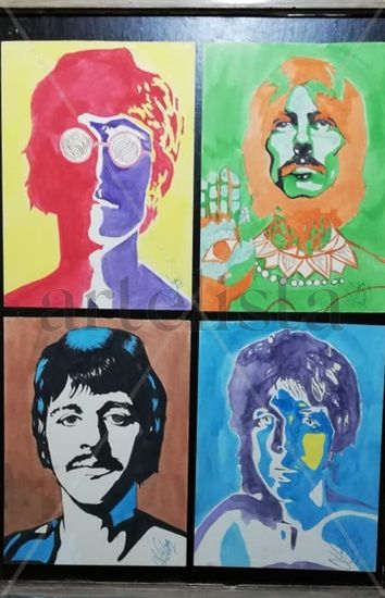 Beatles acuarela Watercolour Paper Portrait