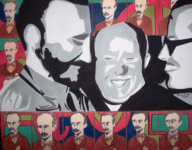 Jose Marti: Socialismo o Muerte I Pastel Card Figure Painting