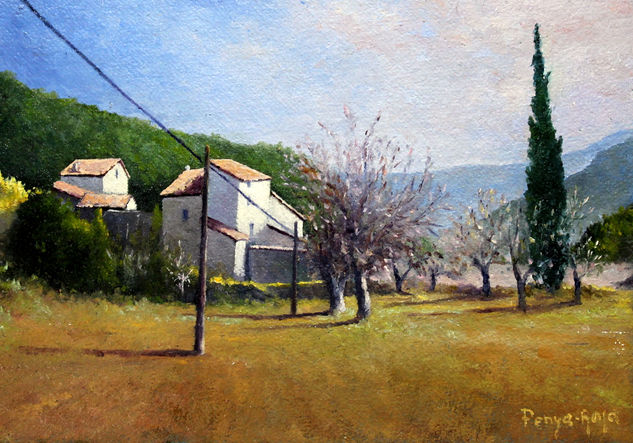 Masia del cipres,mañana de invierno Oil Paper Landscaping