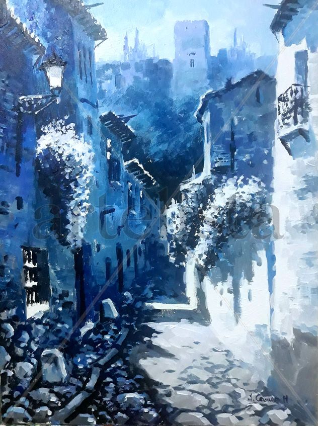 Calle Tipica de Granada.  Acrilico sobre lienzo