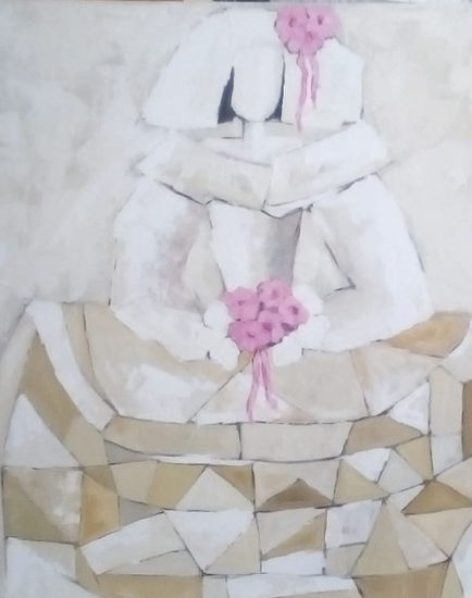 Menina y flores Acrylic Canvas Figure Painting