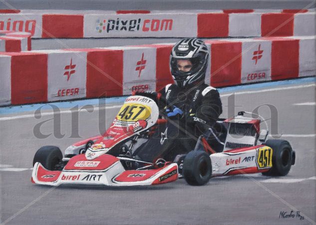 PILOTO DE KARTING Óleo Lienzo Deportes