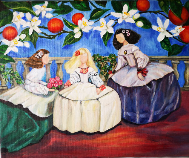 Meninas y Azahar Oil Canvas Figure Painting