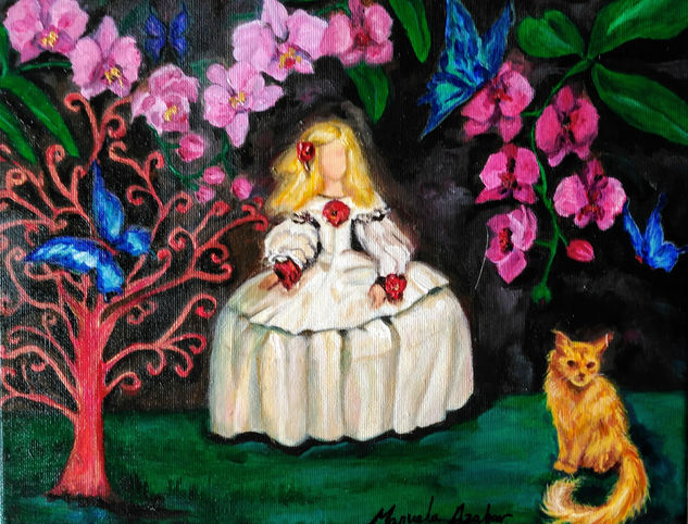 Menina con gato Acrylic Canvas Figure Painting