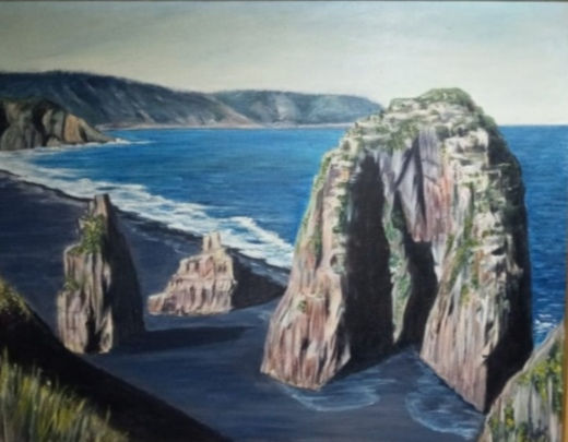 Roca de calabocillos , constitución, chile. Acrylic Canvas Marine Painting