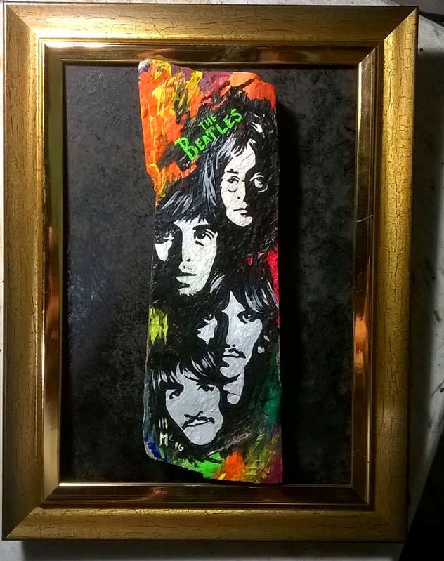 LOS BEATLES, PEDRADA ARTISTICA. johnny mcdonald pintor hondureño contemporaneo