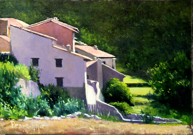 Casas de Mirambel Watercolour Canvas Landscaping