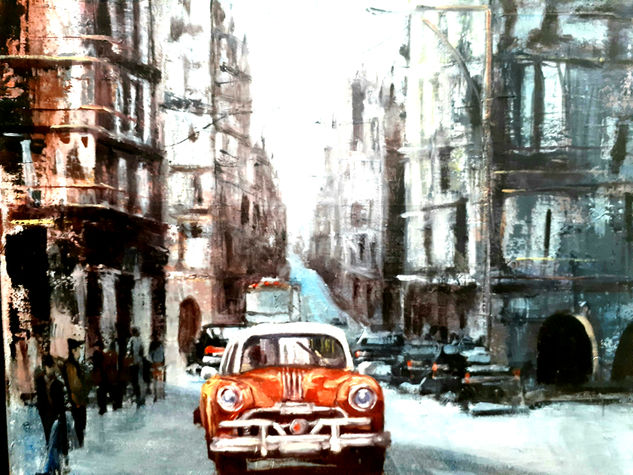 carro en la havana Mixed media Canvas Landscaping