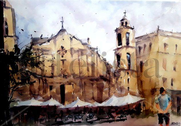 catedral de la havana Acuarela Papel Paisaje