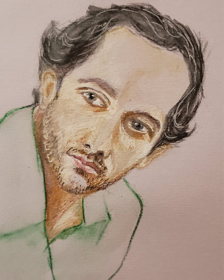 Retrato esquivo Watercolour Paper Figure Painting