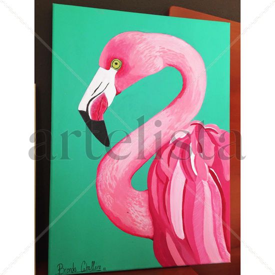 Flamingo Acrílico Lienzo Animales