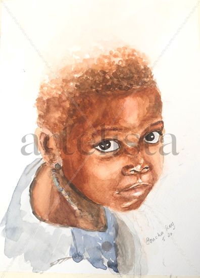 NIÑA DE BENIN Watercolour Paper Portrait