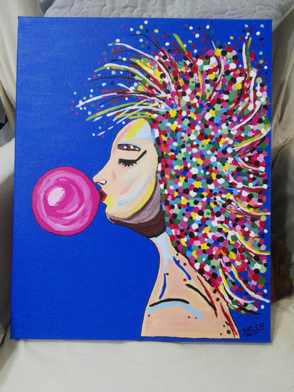 indio inflando globo Acrylic Canvas Figure Painting