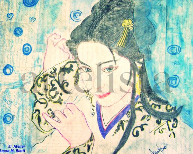 Geisha Óleo Tabla Retrato