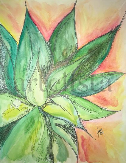 La Penca Watercolour Paper Floral Painting