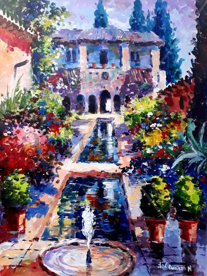 Generalife. Alhambra. Granada. Acrilico sobre lienzo Acrylic Canvas Landscaping