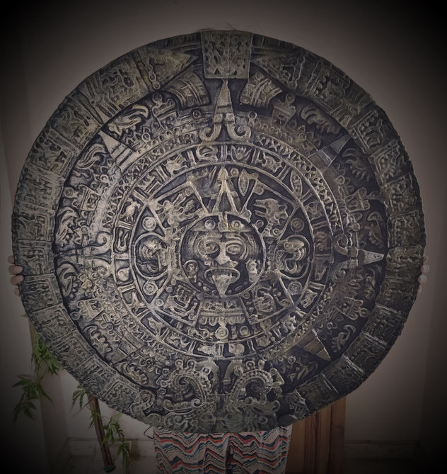 Calendario azteca, maya, 77 cm, 31 pulgadas. Escaneo 3D del original.