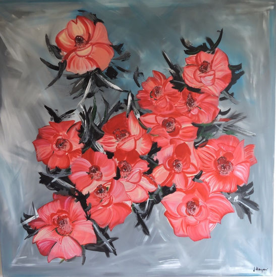 Rosas de invierno Acrylic Canvas Floral Painting