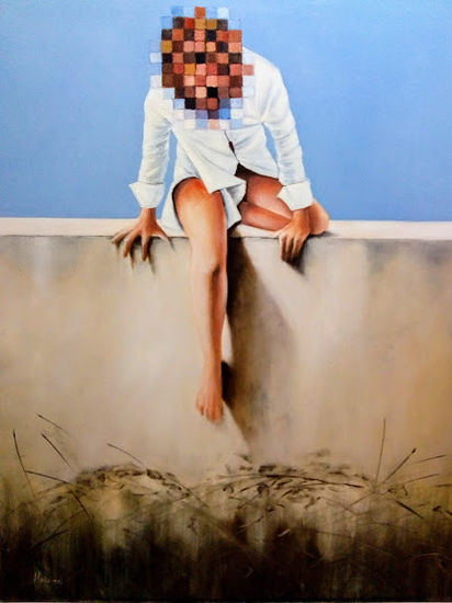 MUJER PIXELADA Acrylic Canvas Figure Painting