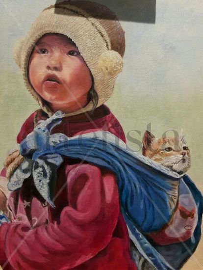 NIÑITA DE LA SIERRA PERUANA Oil Canvas Portrait