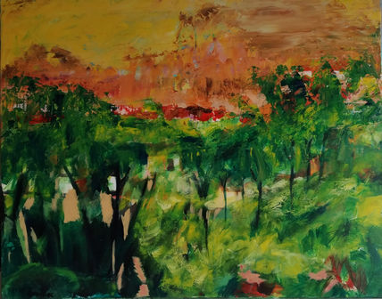 Paisaje con farolas