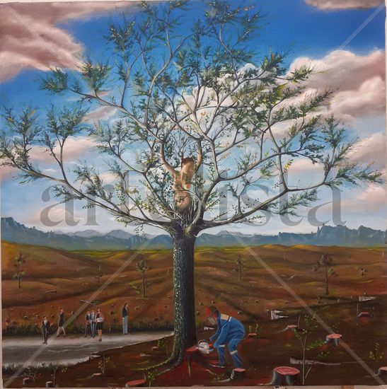 El arbol madre Oil Canvas Landscaping