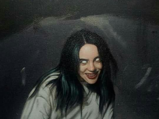 Billie Eilish al óleo sobre lienzo Oil Canvas Portrait