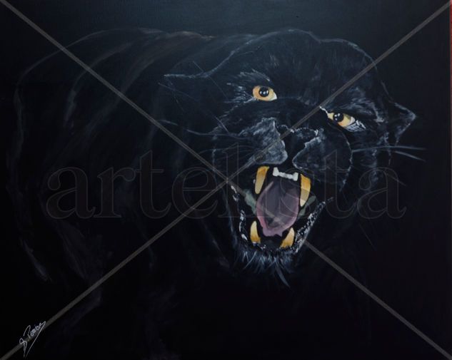 Jaguar negro Acrylic Canvas Animals