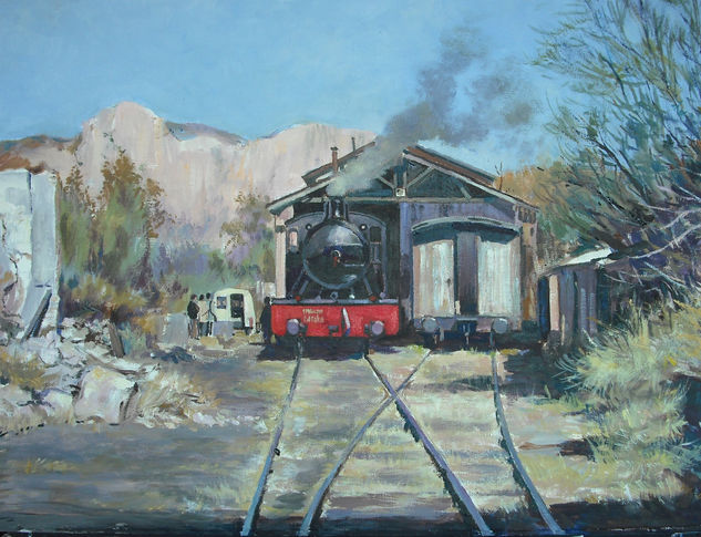 estacion abandonada Oil Canvas Landscaping