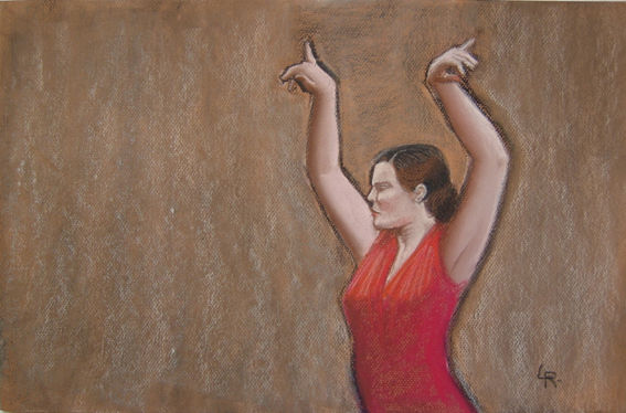 flamenco Pastel Paper Figure Painting