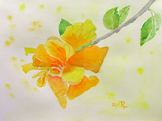 hibisco doble Watercolour Paper Floral Painting