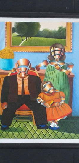 familia astracta Oil Canvas Figure Painting