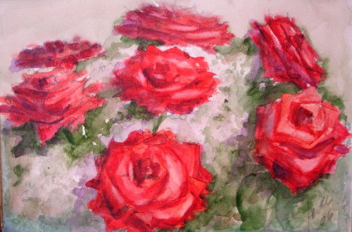 Roses Watercolour Card Landscaping