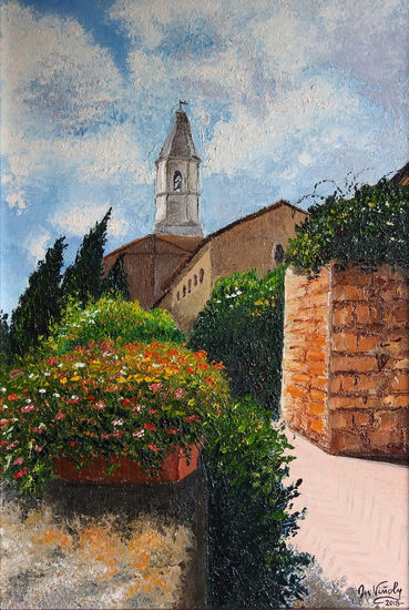 Callecita de Piensa, Italia Oil Canvas Landscaping