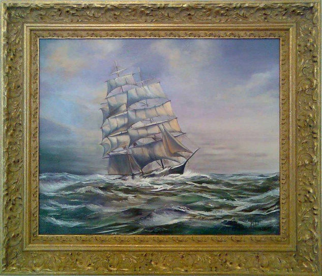 entre olas Oil Canvas Marine Painting