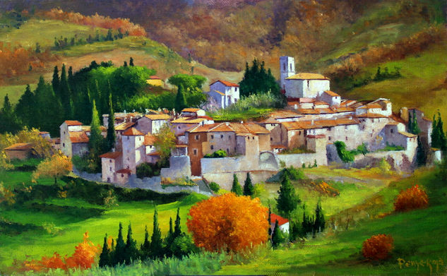 Montefioralle Oil Canvas Landscaping