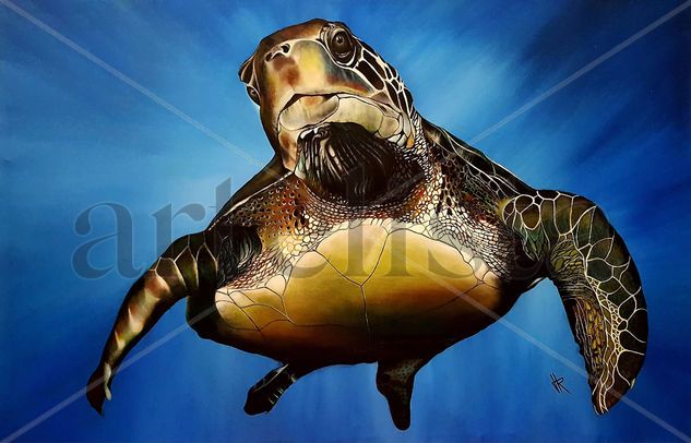 TORTUGA EN TRANQUILIDAD Acrylic Canvas Marine Painting