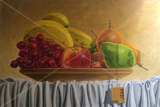 Bodegón con etiqueta de cartón Oil Canvas Still Life Paintings