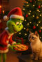 GATITOS EN NAVIDAD " EL GRINCH OFRECIENDO GALLETAS DE NAVIDAD A LA GATA KITTY