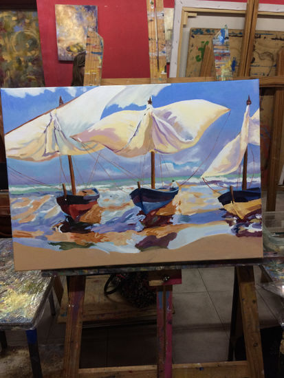 bachedboats Oil Canvas Marine Painting