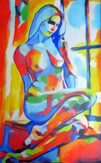 Lady By The Window Acrylic Canvas Nude Paintings